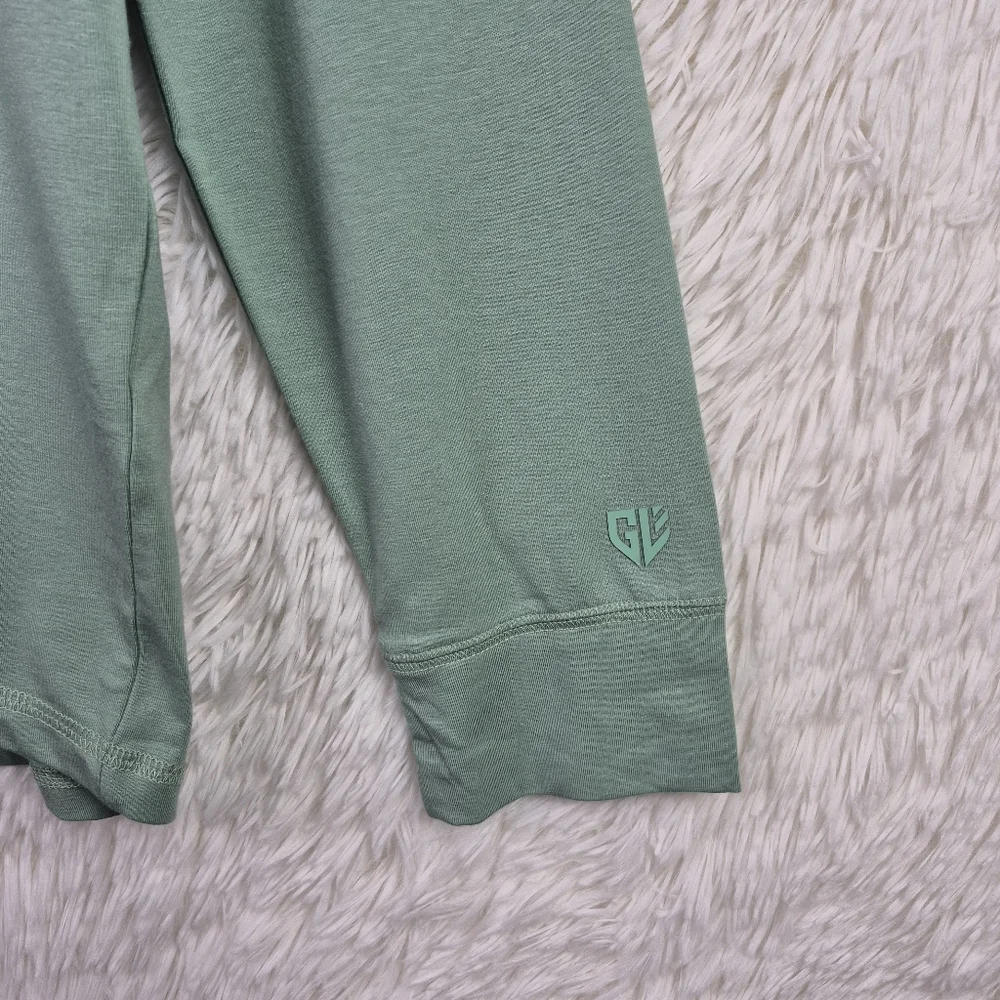 Graham Luxe Turf Green Long Sleeve Hawk Hoodie Mens L Athleisure Golf‎ Spell Out